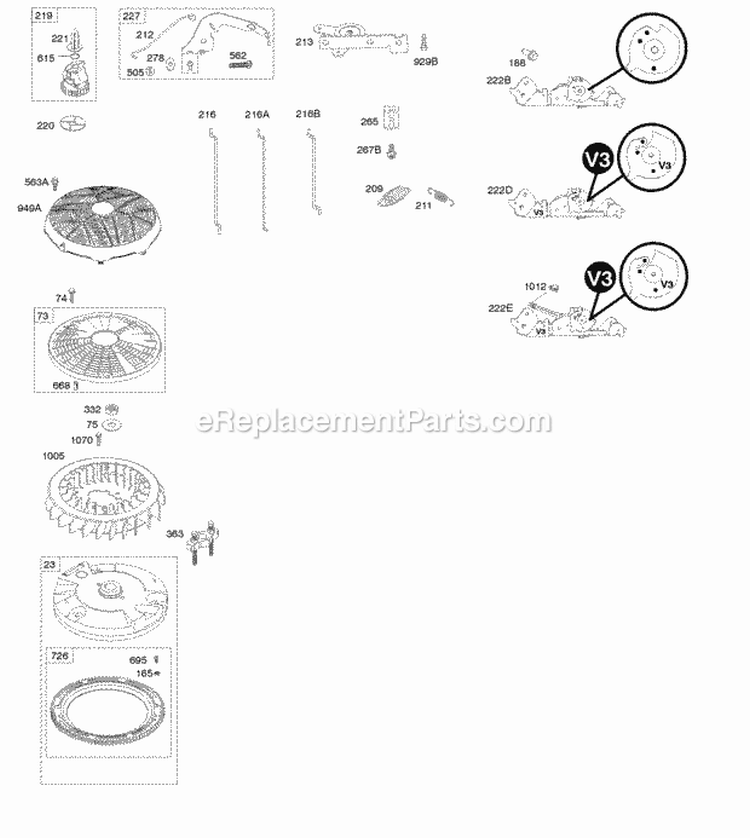 Controls Diagram and Parts List for 49M877-0046-G1  Briggs and Stratton Engine
